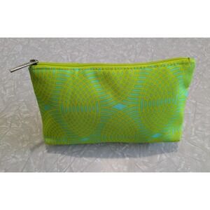 Clinique Makeup Bag Pouch Zip Lime/Aqua Geometric Print